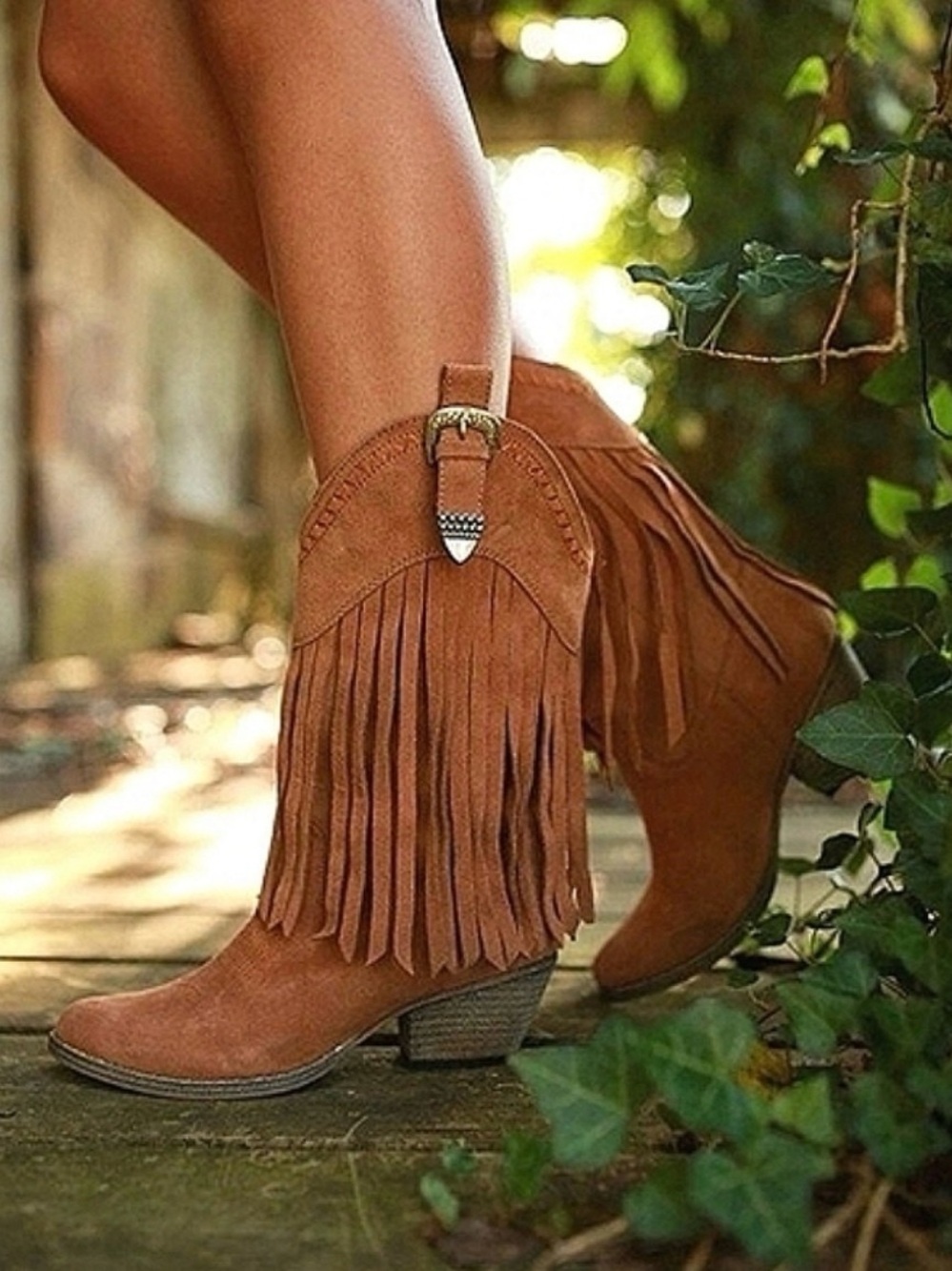 Hillside Suede Leather Fringe Cowboy Boots